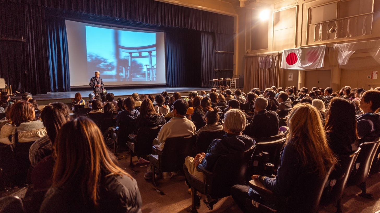 地域の集まりで映画を楽しむ様子