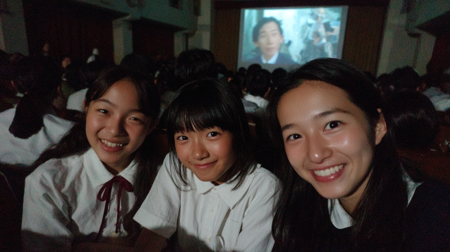 上映会を楽しむ学生