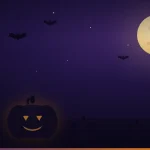 月夜のカボチャとコウモリを配したハロウィンのイメージ